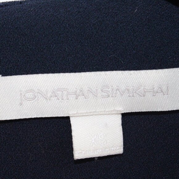 Jonathan Simkhai Women's Navy Sleeveless Top XS Mixed Media Silk Trim Embroider - Picture 2 of 5